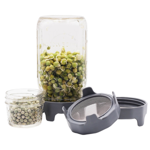 Rust Proof Sprouting Lid with Built-In Stand for Wide Mouth Mason Jars