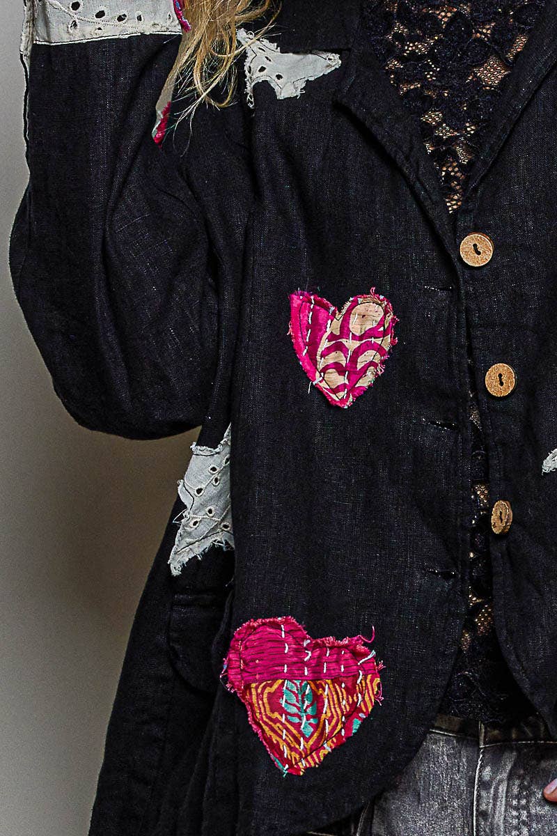 Star & Heart Appliqué Relaxed Blazer