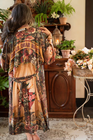 Courage Dear Heart Opera Duster Kimono Robe w/ Sacred Heart