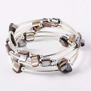 Shell Bracelet, Memory Wire Bracelet, Chip & Nugget Bracelet