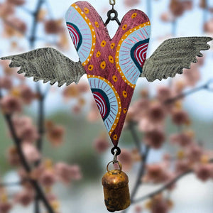 Heart Wind Chime cute bells garden metal gifts Hippie Teens