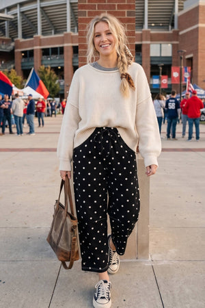 Polka Dot Heavy Scuba Barrel Lounge Pants
