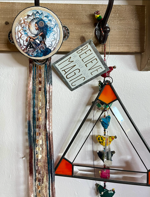 Goddess Tambourine and Ribbon Wall Accent