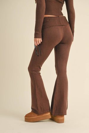 Foldover Flare Knit Sweater Pants