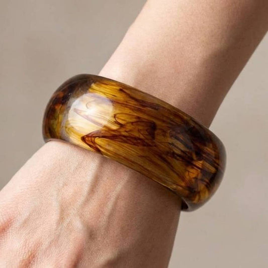 Thick Marble Resin Bangle Bracelet