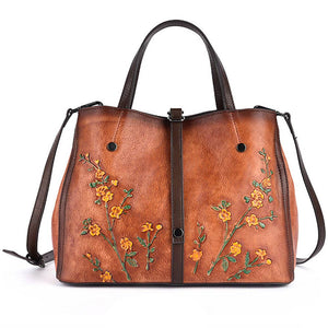 Floral Design Leather Bag