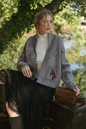 HORSE KNIT SWEATER CARDIGAN