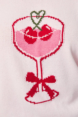 "Heart Martini" Roll-Up Neck Graphic Sweater