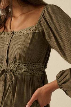 Button-Front Tiered Ruffle Maxi Dress