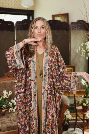 Art of Life Opera Duster Kimono Robe - Flower Palette Print