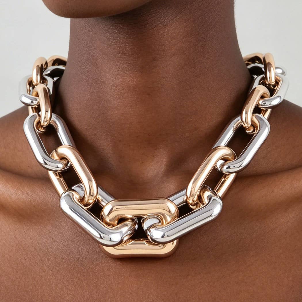 Two Toned Link Chain Necklace
