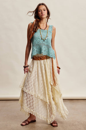 Crochet Lace Square Neck Tank Top