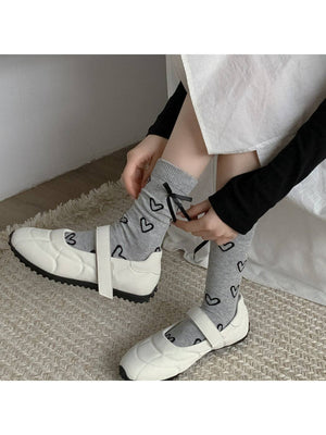 Rufia - Classic Heart Print Crew Socks