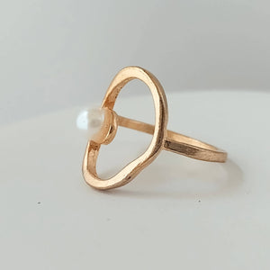 Gold Oval Pearl  Ring, Costume Ring