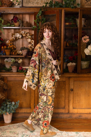 Golden Hour Linen Cropped Artist Pant w/ Floral Print