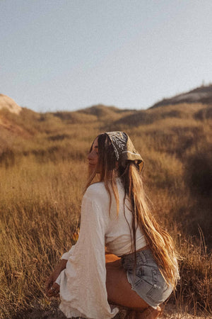 Boho Cotton Handmade Bandana Headscarf – Sargasso Sea Meadowwheel