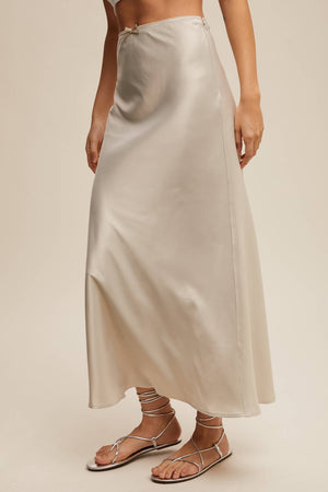 Satin Midi Slip Skirt