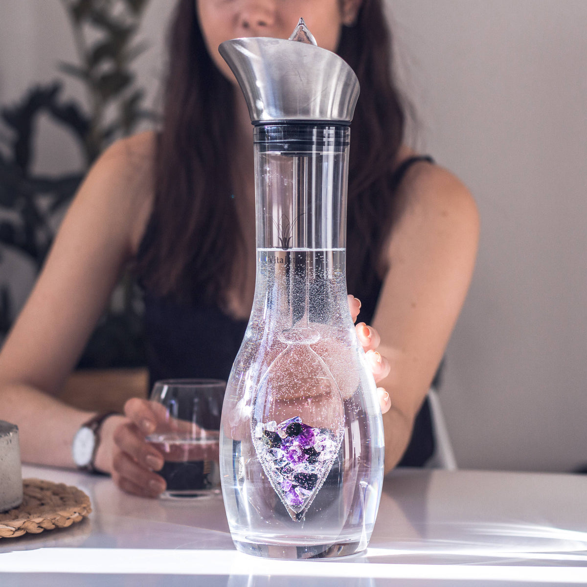 Era Crystal Water Carafe for VitaJuwel Gemstone Vials (sold separately).