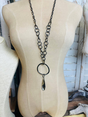 Gorgeous Gunmetal Crystal Necklace