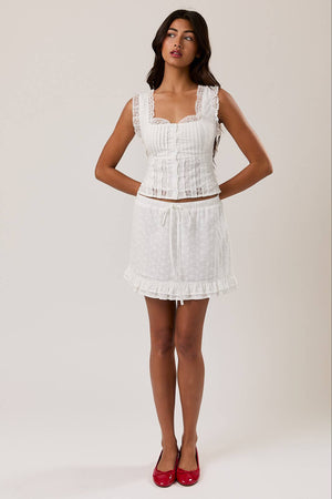 SLEEVELESS SQUARE NECK RUFFLE TOP