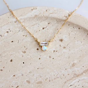 Mini CZ Opal Necklace - Gold Filled
