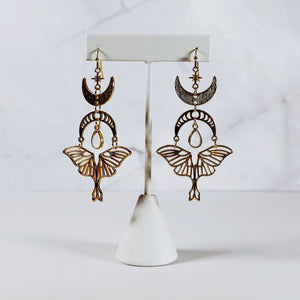 Boho Mystical Moth Dangle Earrings