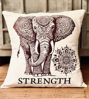 Elephant Strength Throw Pillow - Survivor Made