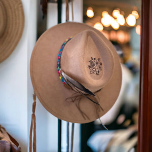 Western Burned Hat Retro Vintage Hippie Floral