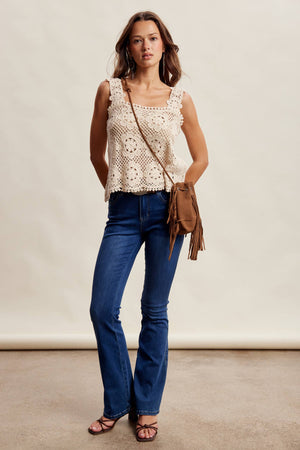 Crochet Lace Square Neck Tank Top
