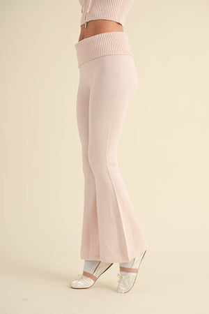 Foldover Flare Knit Sweater Pants
