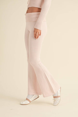 Foldover Flare Knit Sweater Pants