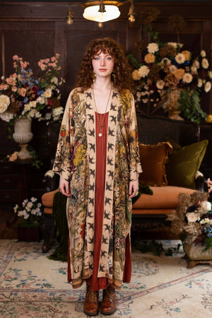 Golden Hour Opera Duster Kimono Robe w/ floral print