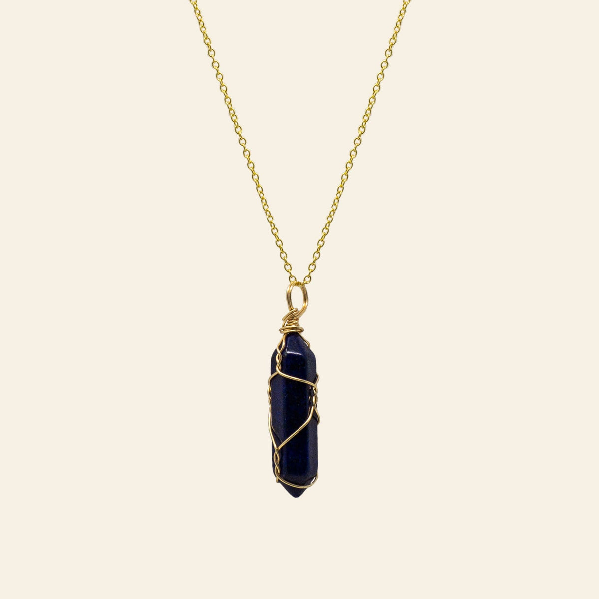 Wire Wrapped Crystal Point Necklace - Gold