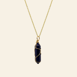 Wire Wrapped Crystal Point Necklace - Gold