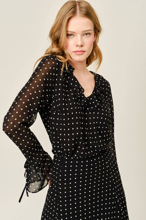 POLKA DOT RUFFLE BLOUSE