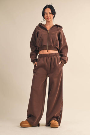 Cozy Fleece Oversized Crop Full Zip Hoodie