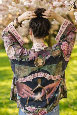 Make A Wish Pixie Duster Cropped Kimono w Wishbone Dandelion