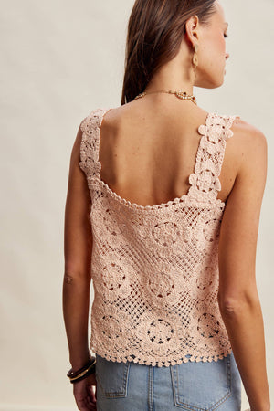 Crochet Lace Square Neck Tank Top