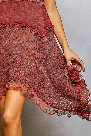 Fitted Cotton Weaving Ruffle sleeveless Dress