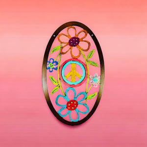 Peace Sign Wall Sign Flower garden hippie gifts unique eco