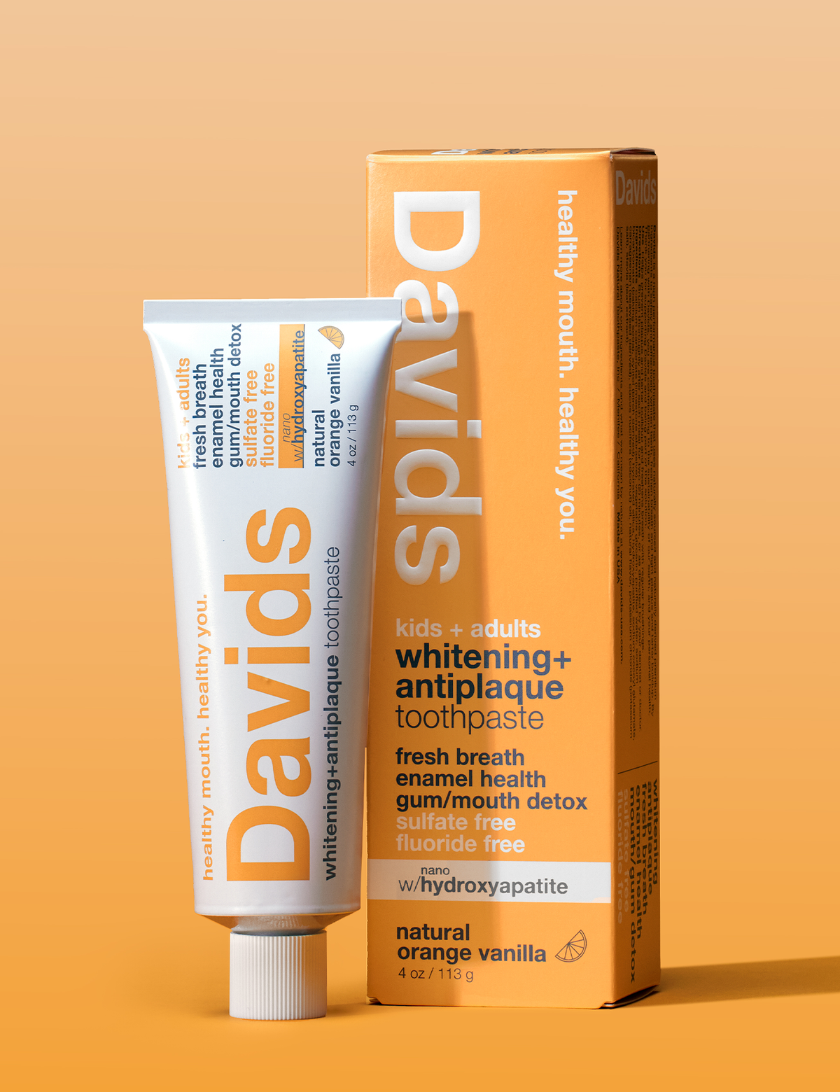 Davids Kids + Adults Nano-Hydroxyapatite Toothpaste – Orange Vanilla, 4 oz