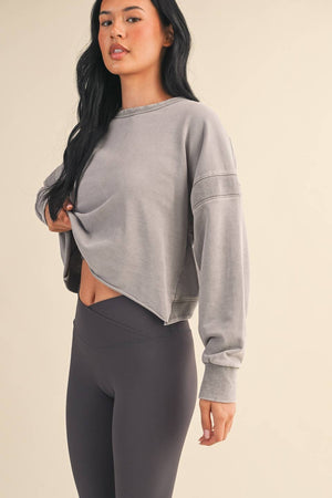 Mineral Wash Cutout Back Layering Sweatshirt