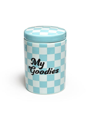 My Goodies Ceramic Stash Box – Blue Checkered