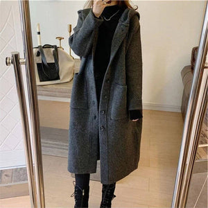 Knee-Length Hooded Cardigan