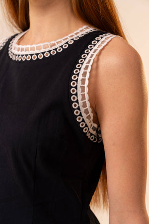 Sleeveless Embroidered Mini Dress