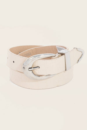 Alligator Skin Detail Vegan Leather Belt