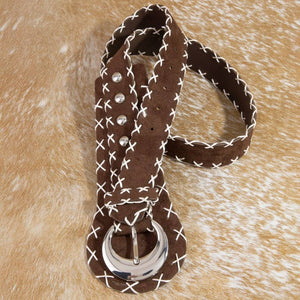 Cross Stitch Trim Vegan Leather Belt