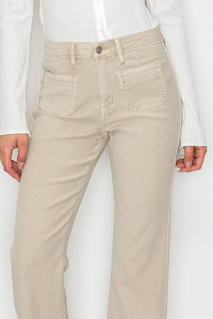 High-Rise Tummy Control Garment-Dyed Bootcut Jeans