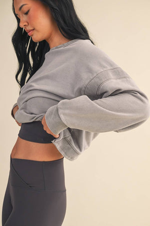 Mineral Wash Cutout Back Layering Sweatshirt