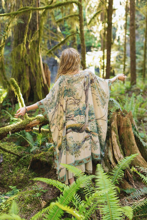 Earth and Sky Bamboo Kimono with Tree Print